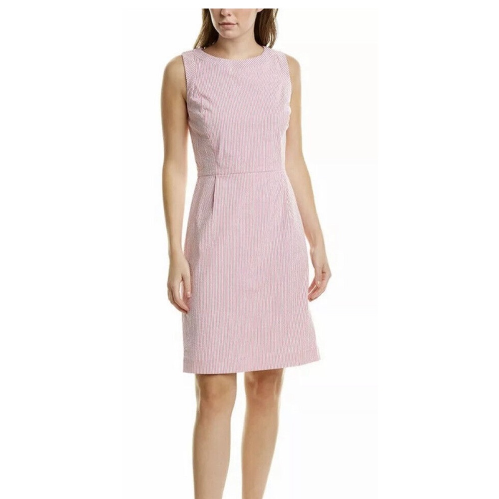 Brooks Brothers Seersucker Sleeveless Sheath Dress Pink New Without Tags